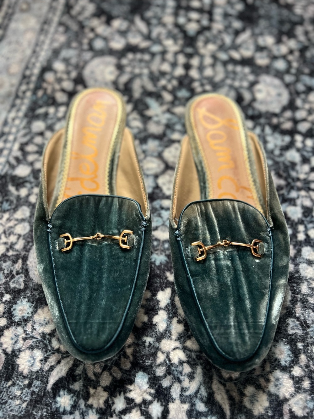 Sam Edelman Blue Velvet Horsebit Loafer Mules